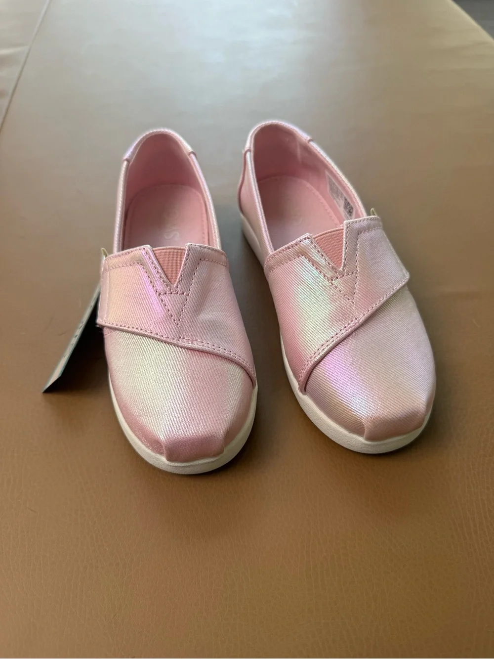 TOMS Kids Light Pink Canvas Slip-On Sneakers